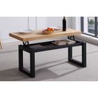 PEGANE Table basse relevable en bois coloris chêne sauvage - pieds noir - Longueur 120 x profondeur 60 x hauteur 47 cm