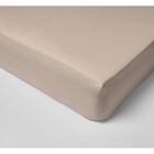 SALOME PRESTIGE Drap housse Percale de Coton 80 Fils pour lit king size - 180x200 - Bonnet de 50cm - mastic