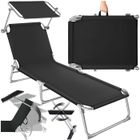 Bains de soleil - TECTAKE - Chaise longue transat de jardin en acier pliable 4 positions pare-soleil réglable en continu - Noir