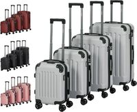 AREBOS Valise de Voyage, Set de 4 valises I Coque Rigide ABS I Trolley Set de valises I Poignée télescopique I S-M-L-XL | Argent