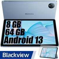 Blackview Tab 80 Tablette Tactile 10.1" Android 13 Octa-core 8Go+64Go-SD 1To 7680mAh Face ID,5G Wifi,4G Dual SIM Tablette PC - Bleu
