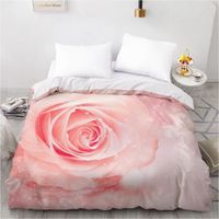 3pcs Floral Housse de couette 3D Rose Ensemble de Literie Imprimé pour Mariage Saint-Valentin En Polyester 200x200cm A11