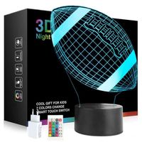 3D Américain Football Lampe, 7 couleurs Changement Illusions Optiques Veilleuse Tactile Interrupteur Lumière De Nuit Art Déco
