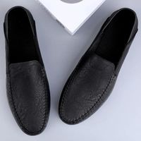 WYD™ Chaussures de mode Homme en cuir décontractées, Mocassins souples pour Homme respirants - noir