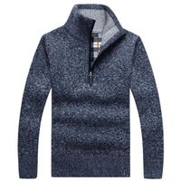 Pull homme,Pull Col Roulé Tricot Hauts,Manches Longues Pullover Automne Hiver Chaud-BLEU