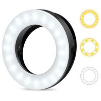 Selfie Ring Light, Selfie Lumière Anneau Rechargeable, 40 LED, Lumière chaude/lumière froide/lumière naturelle 3 modes, Luminosité