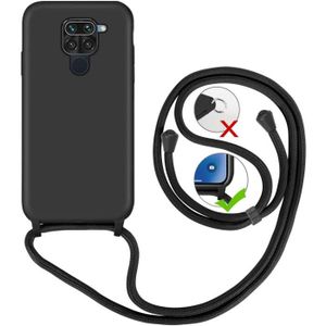 2ndSpring Coque avec Collier Compatible avec Xiaomi Redmi Note 6 Note 6 Pro,Tour de Cou Lanière en Corde Pendentif Housse,Noir