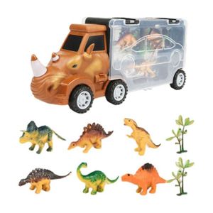 VOITURE - CAMION Camion de Transport avec 4 Mini-animaux Playset Tracteur 11 Pouces Pull Back Voiture Cadeau D'anniversaire Enfants long rhinocéros