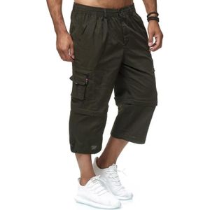 Nouveau Short Homme Cargo Combat Chino Long Pantalon 3//4 Multi Poches sans ceinture 30-44