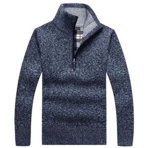 PULL Pull homme,Pull Col Roulé Tricot Hauts,Manches Longues Pullover Automne Hiver Chaud-BLEU