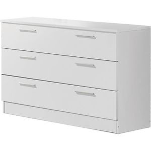 COMMODE DE CHAMBRE Commode / meuble de rangement de 3 tiroirs coloris blanc - longueur 100 x profondeur 35 x hauteur 69 cm