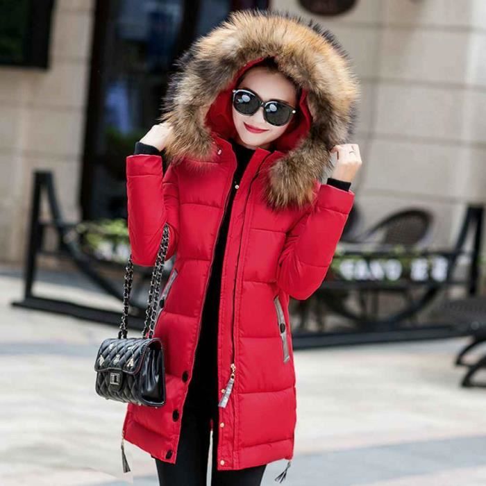 manteau doudoune rouge femme