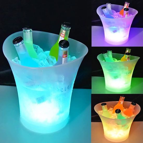 Seau à Glace LED 5 Litres - Multicolore, Pour Champagne, Vin Et Bières - Fêtes, Bars, Restaurants