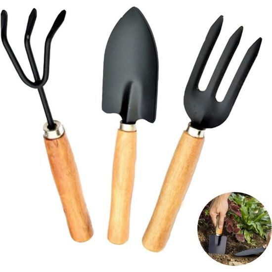 Set Jardinage Enfant 6 Outils Avec Pelle, Râteau - Manche Bois Et Tête Métal - Dès 3 Ans