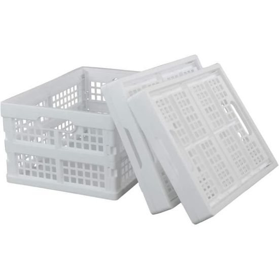 Lot De 3 Caisses De Rangement Pliantes En Plastique - Transportables Avec Poignées | Pour Voiture, Chambre, Bureau, Jouets - 9