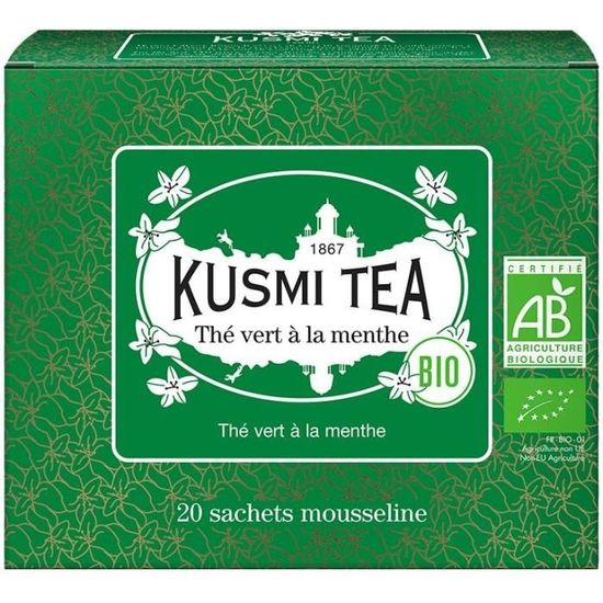KUSMI TEA Thé Vert à la Menthe - Bio - 40 g - Cdiscount Au quotidien