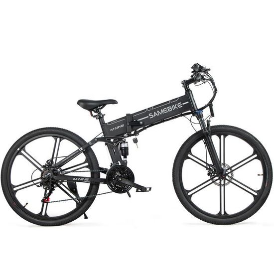 Vélo électrique 26", 500W Moteur, Samebike LO26-II, 48V 10Ah, 35km/h Max, Ecran couleur, 21 Vitesse, Frein à disque - Noir