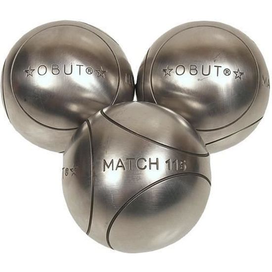 Boules de pétanque Match IT Inox 74mm 1 strie - Obut - 730g