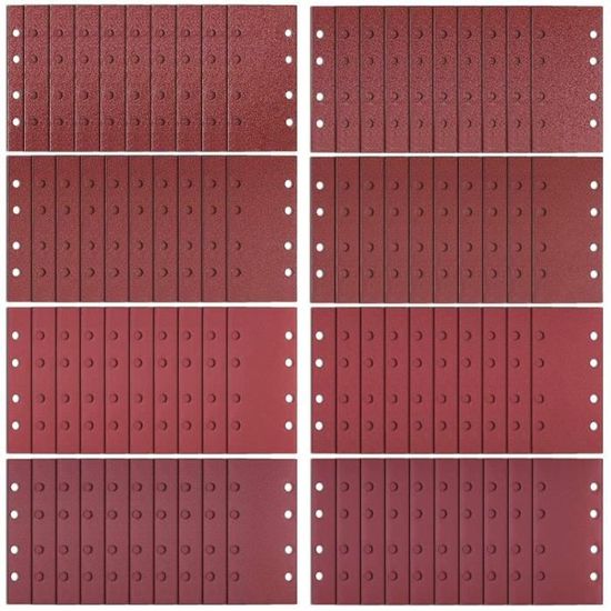 Lot De 25 Feuilles Abrasives 80x133 Mm Grain 120 - Papier Ponçage 8 Trous Pour Ponceuse Vibrante