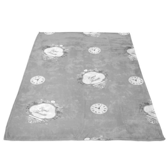 Soleil dOcre 510048 Couverture Polaire Polyester//Microfibre Gris Clair 180 x 220 cm