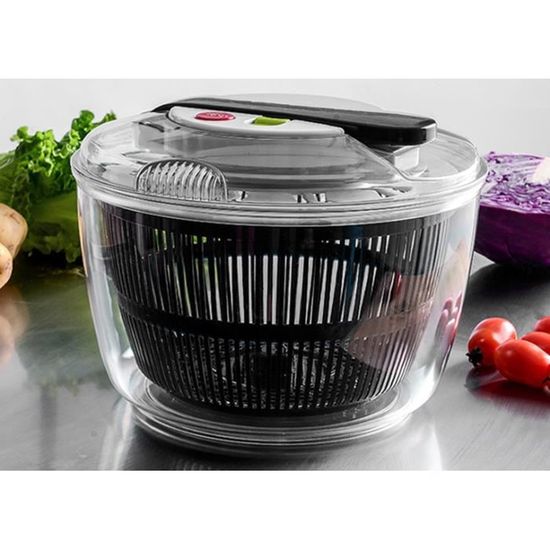 Essoreuse à Salade 4,25L Susteas – 3 En 1 : Lavage, Essorage, Découpe – 5 Lames Incluses – Séparateur œuf – Sans BPA