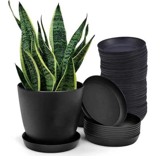 20 Soucoupes Pour Pots De Fleurs 11,5cm - Noir, Plastique, étanches | Pour Intérieur Et Extérieur, Protection Surfaces