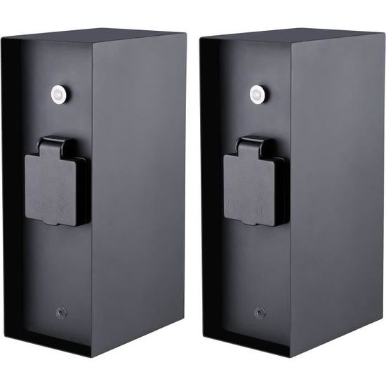 Lot de 2 Poteaux de Prise Extérieure - 2 Compartiments - Anthracite