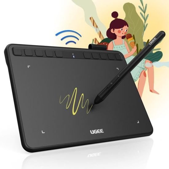 UGEE S640W Tablette Graphique 6x4 sans Fil avec Stylo Numérique Dessin OSU pour Adulte et Enfant Compatible avec Windows Mac Android
