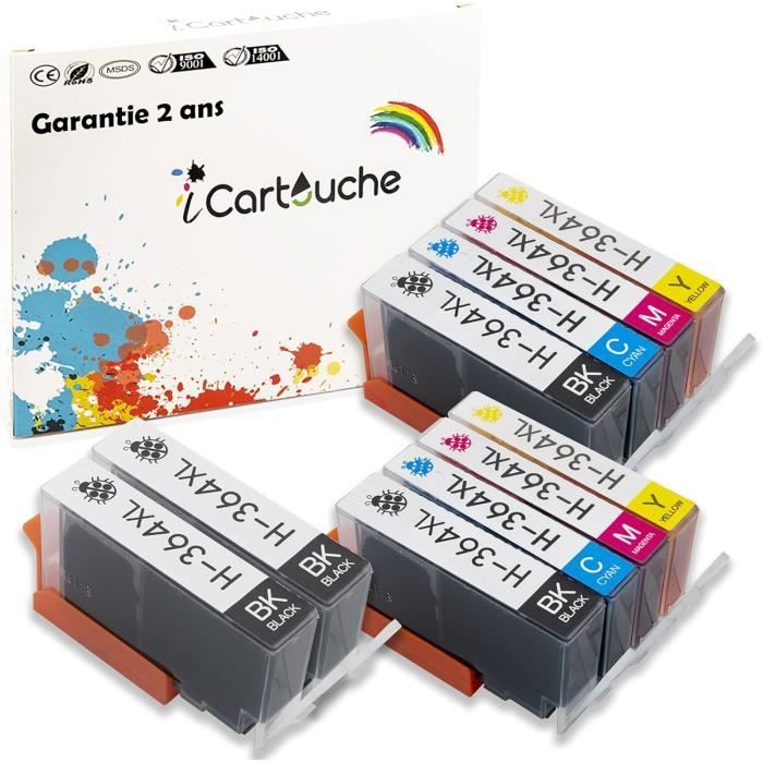 Pack 5 Cartouches D'encre Prestige 364XL - Compatible HP Deskjet/Officejet/Photosmart - Noir, Cyan, Magenta, Jaune