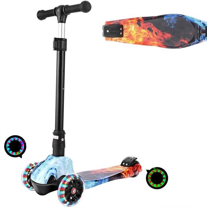 Trottinette Enfant 4 Roues Lumineuses ABEC-7 Trottinette Pliable et Réglable en Hauteur Charge Max 50kg pour Filles Garçons 3 ans +#