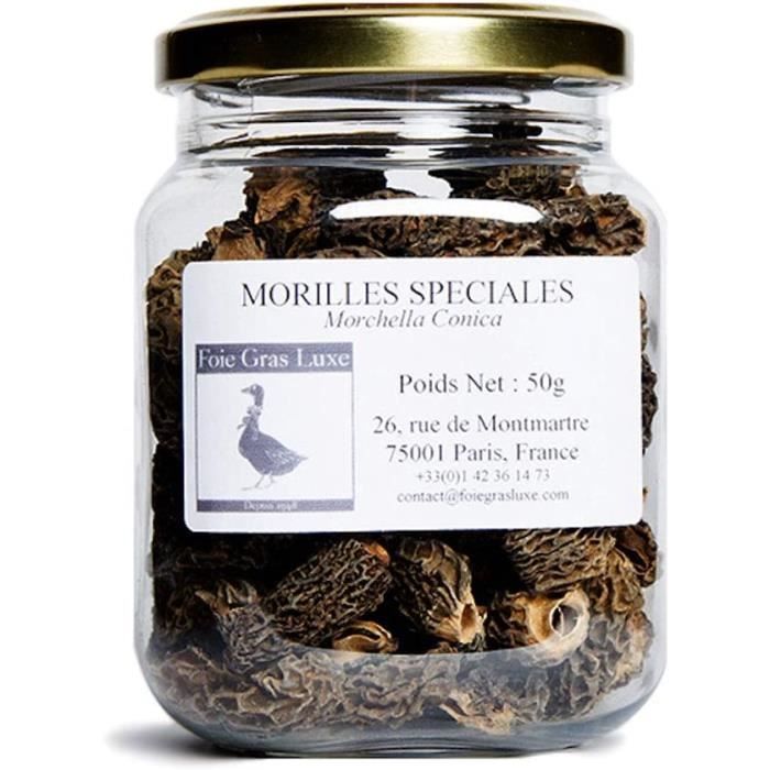 Morilles Conica Séchées 50g - Qualité Irréprochable - Champignons Déshydratées Bocal - Pour les Plats Terrines et Sauces