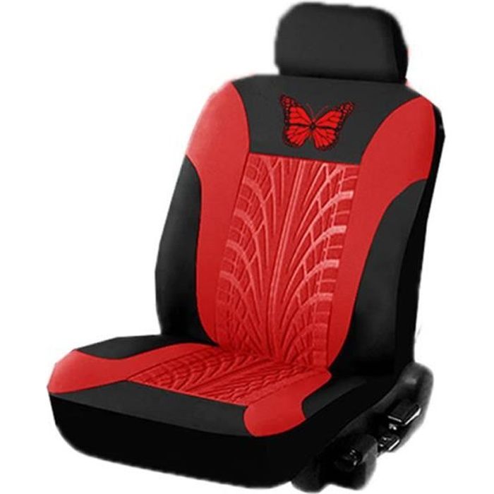 Housse Siege Voiture - Ensemble de Housses de Siège Auto Universelle - Couvre Sieges pour Avant et Arrière - Lot de 2 Rouge