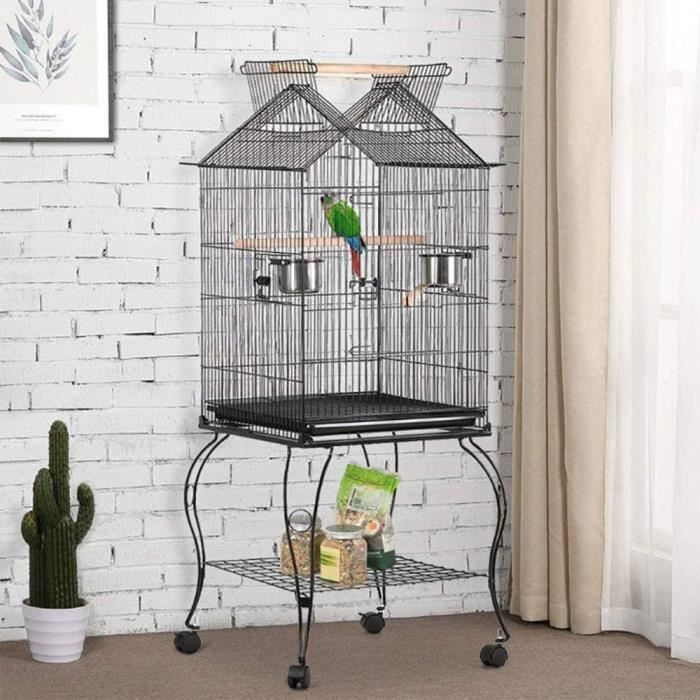 Cage à oiseaux et volièrepour en métal antirouille pour Canaris Perruches avec Lucarne et Poulie 59×59×145cm
