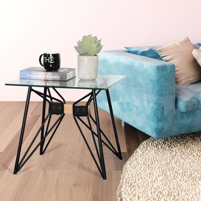 Table Basse -Table d'appoint - Table basse design -Table basse de salon - Carrée en Verre 50*50cm