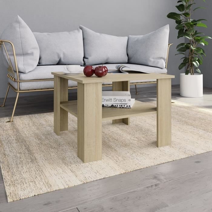 9076OK® Haute qualité Table basse Pour Bureau Table de Salon Table Café Table à thé Haut de gamme Chêne sonoma 60 x 60 x 42 cm Agglo