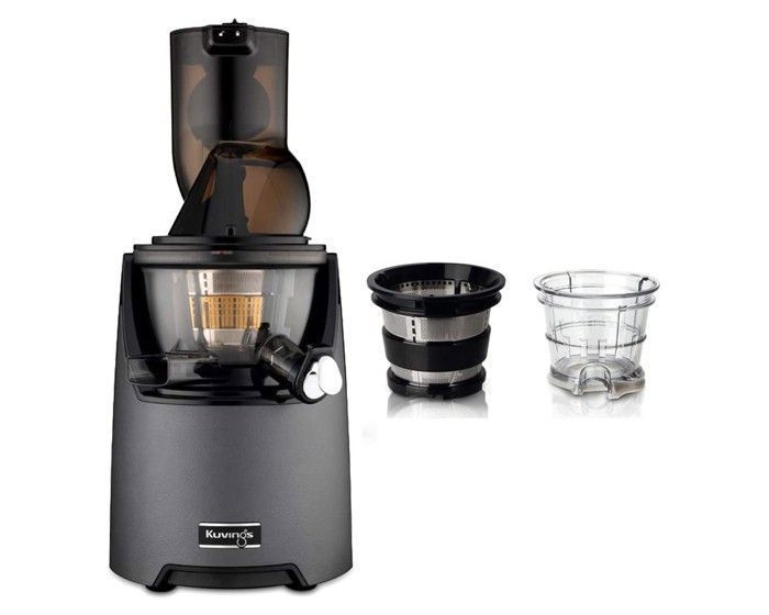 Kuving's - Extracteur de jus vertical EVO820 + Kit Sorbet & smoothie - livre de recettes offert - Gris Anthracite