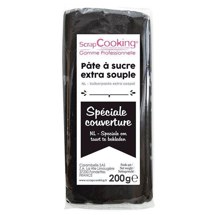 Pâte d'amande extra souple noire Recouvrez tous vos gâteaux avec cette pâte à sucre extra souple de couleur noire, spéciale