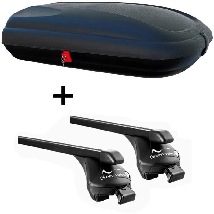 Coffre de toit VDPCA320 320 litres aspect carbone + barres de toit Quick compatible avec Skoda Kodiaq (SUV 5 portes) à partir d A137