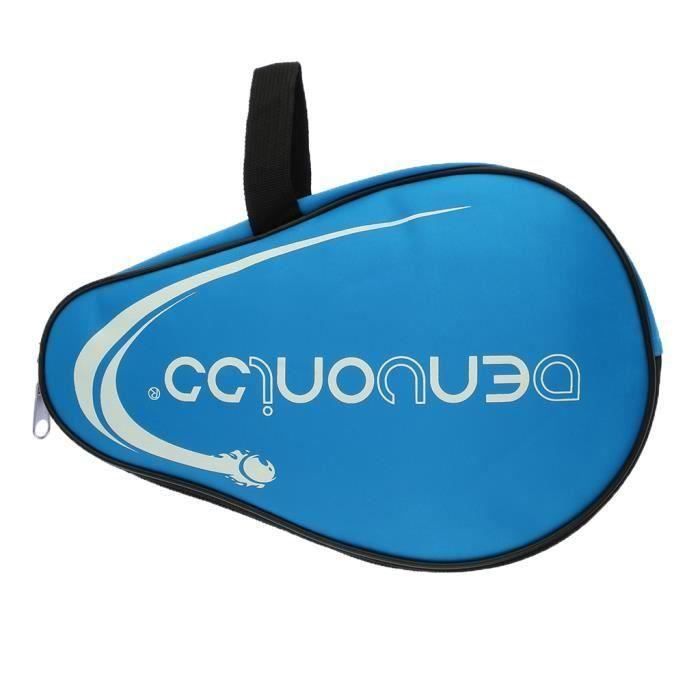 Housse Raquette de Tennis de Table en Nylon Sac de Pagaie Ping Pong Poche Latérale Bleu