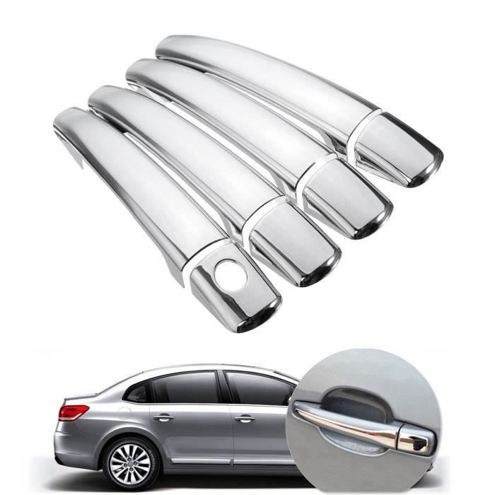 8x POIGNEES DE PORTE CHROMÉ Pour PEUGEOT 08-10 207 308 407 CITROEN C4 C6 PICASSO An09418