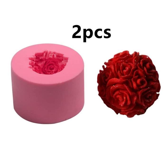 Résine Moules,Moule en silicone en forme de rose 3D,Bougies Moule,pour Savon,Décoration Fête,Artisanat,DIY,Bougeoir,Cadeau,Noël,2pcs