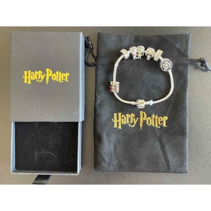 HARRY POTTER BRACELET CHARMS, POUDLARD + CHAINE + BOITE ET POCHETTE GRAVÉES