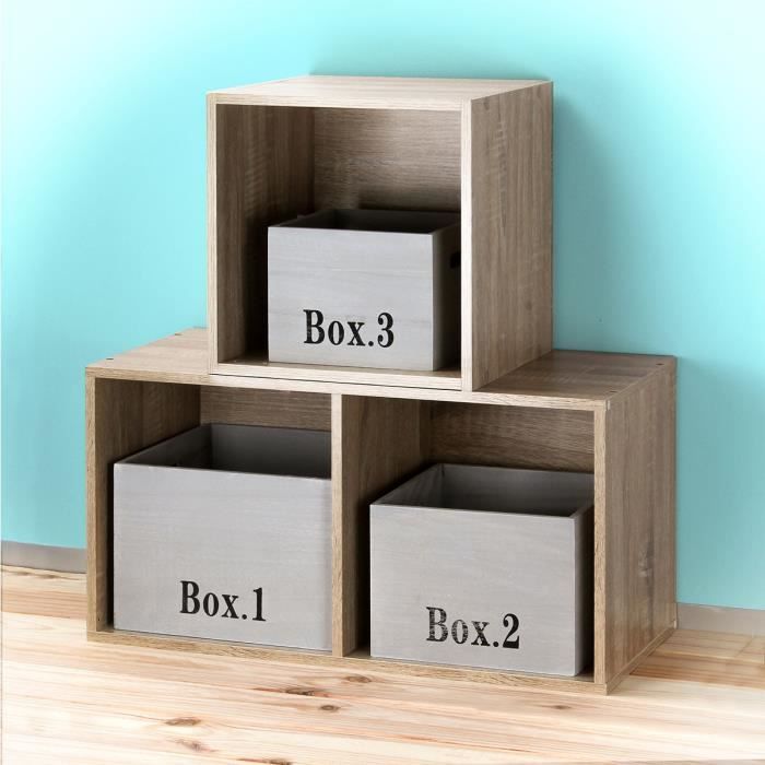 Cubes empilables en bois vendus par 3 Gris Clair