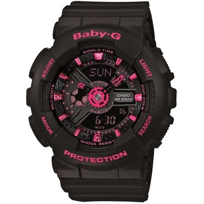 CASIO Montre Baby-G BA-111-1AER - Femme - Noir - 10 bars