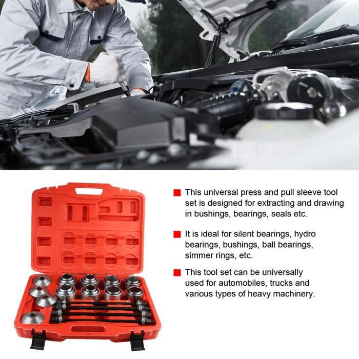36pcs Outils d'insertion de retVQUt de roulement de brousse universel de voiture mis le kit de douille de traction de presse -VQU