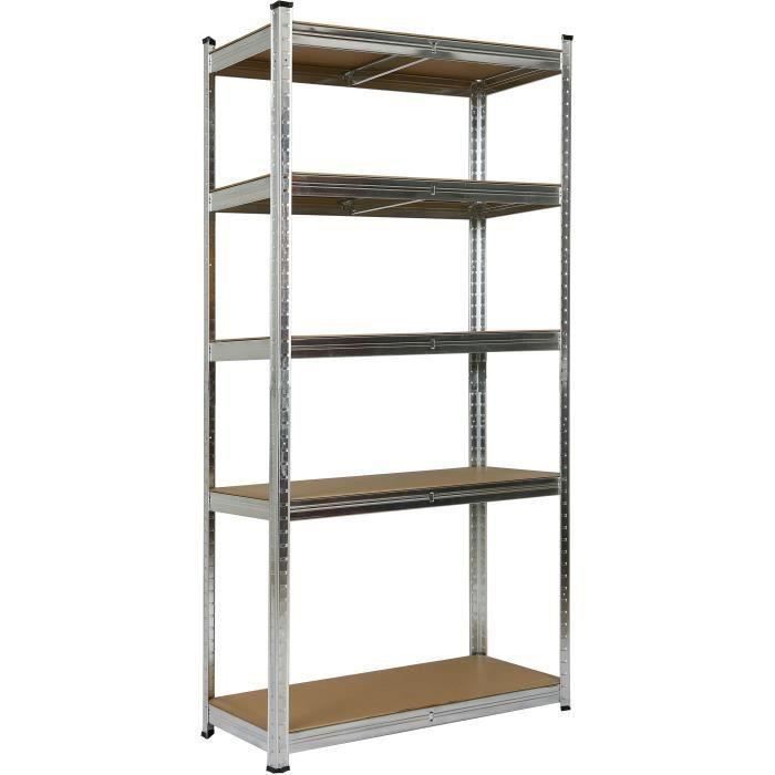Etagère charges lourdes 5 plateaux - L90 x P40 x H180 cm - 150kg / plateau