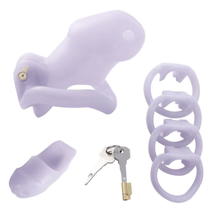 Cage de Chasteté Plastique Serrure Cage de Pénis Dispositif Masculin pour Homme Cock Cage Blanc