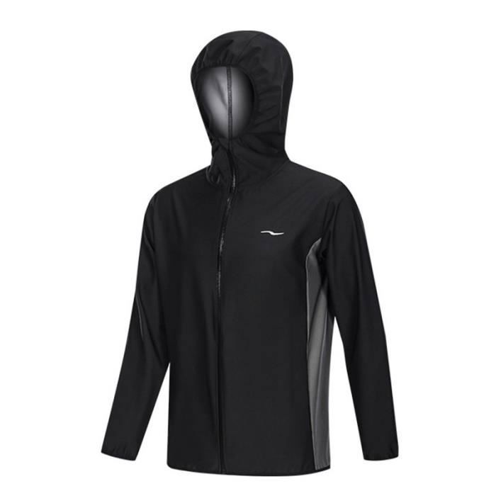 Veste de Sudation Homme A Capuche Elastique Fitness Musculation Brûler des graisses Suer plus Cycle de chaleur
