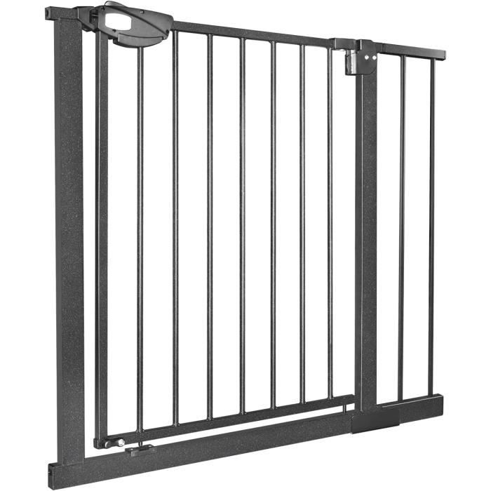 NAIZY Barrière de sécurité pour enfants, barrière d'escalier avec sans perçage et grille métallique 85 - 95 cm de large - Noir