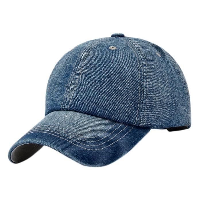 Casquette de Baseball Jeans Chapeau de Golf Coton Réglable Casquette Hip-hop Sport Protection Solaire Cap pour Homme FemBleu FoncéSJ